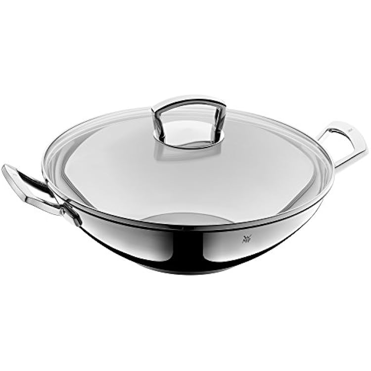 WMF Wok-Set Uncoated Pouring Rim, Silver, 36 cm, 2-Piece