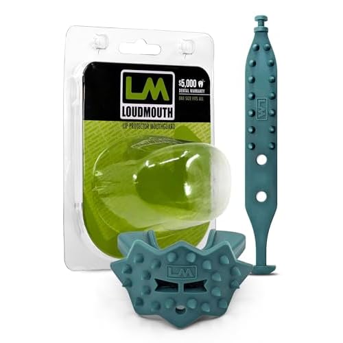 Loudmouth Football Mouth Guard - 3D SpikeSurge Football Mouthpiece with Strap, Fits Adult & Youth, Mouth Guard Football Accessories Spartan Dark Green
