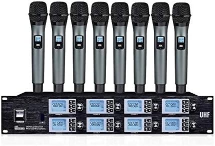 Pro Wireless Microphone System, 8 Antennas, Eight-Channel Wireless Mic, w/ 8 Handheld Dynamic Microphones, 8x100 Adjustable, 328ft, Microphone for Conference, Lecture, Speech,Church