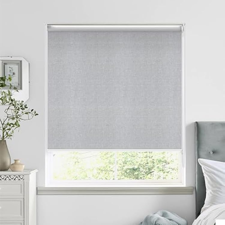 HOMEBOX 100% Blackout Roller Shade, Striped Jacquard Room Darkening Blinds with UV Protection, Pull Down Blinds for WindowsBlack,27 W x72 H
