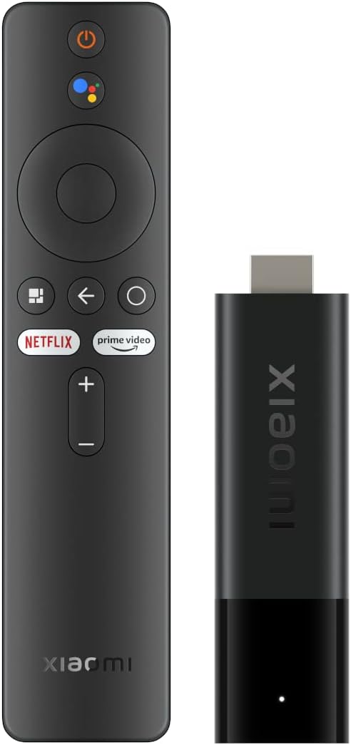 Xiaomi Mi TVStick 4K (QuadCore CPU 2GB RAM 8GB ROM Android TV 11 with Google Playstore Chromecast Dolby Atmos & Vision Bluetooth Remote Control with Google Assistant & Netflix + Prime Video Button) Black