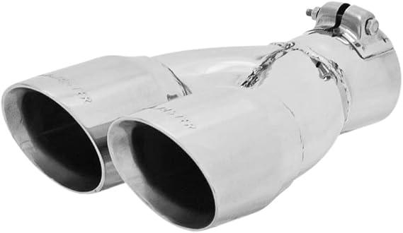 Flowmaster 15307 Exhaust Tip 3 Inch Dual Angle Cut Polished 304 Stainless Steel Fits 2.5 Inch Tubing Clamp on