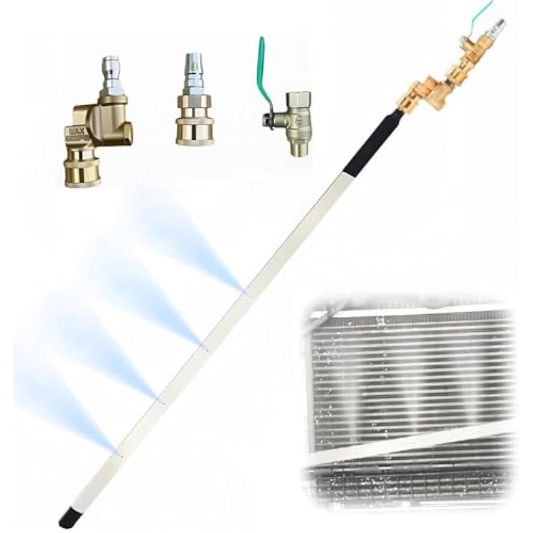 Saker Radiator Cleaner Wand,22 Inch Extended Reach High-Pressure 150 PSI Air & Water Spray,Multi-Nozzle Head,Anti-Rust Metal Design,Easy No-Removal Cleaning 1 Pack