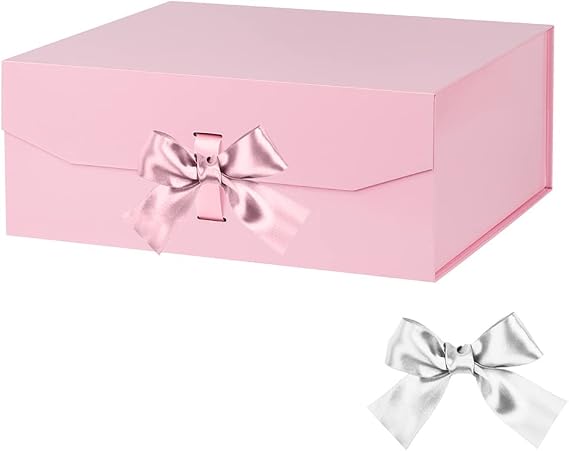 GoooodGift Pink Gift Box Large 13x11x5.3 Inches, Pink Gift Boxes for Presents with Magnetic Closure Lid, Luxury Gift Box Rectangle Collapsible Boxes for Gift Packaging