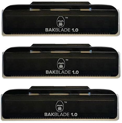 baKblade 1.0 Back Hair and Body Shaver Refill Replacement Cartridges. 4 Inch Extra-Wide Wet or Dry Disposable Razor Blades (3 Razors Included)