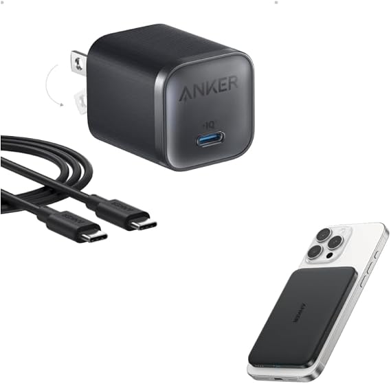 Anker Nano Power Bank, Ultra-Slim 5,000mAh Magnetic Battery Pack&Anker Nano 45W Type C Charger Fast Charging