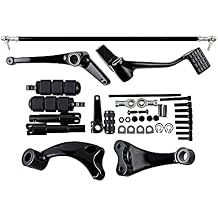 BLACK Forward Controls Kit Replacement for Harley Sportster XL883 XL1200 Selected Model Peg + Lever + Linkages + Mounting Hardware (2004-2013)
