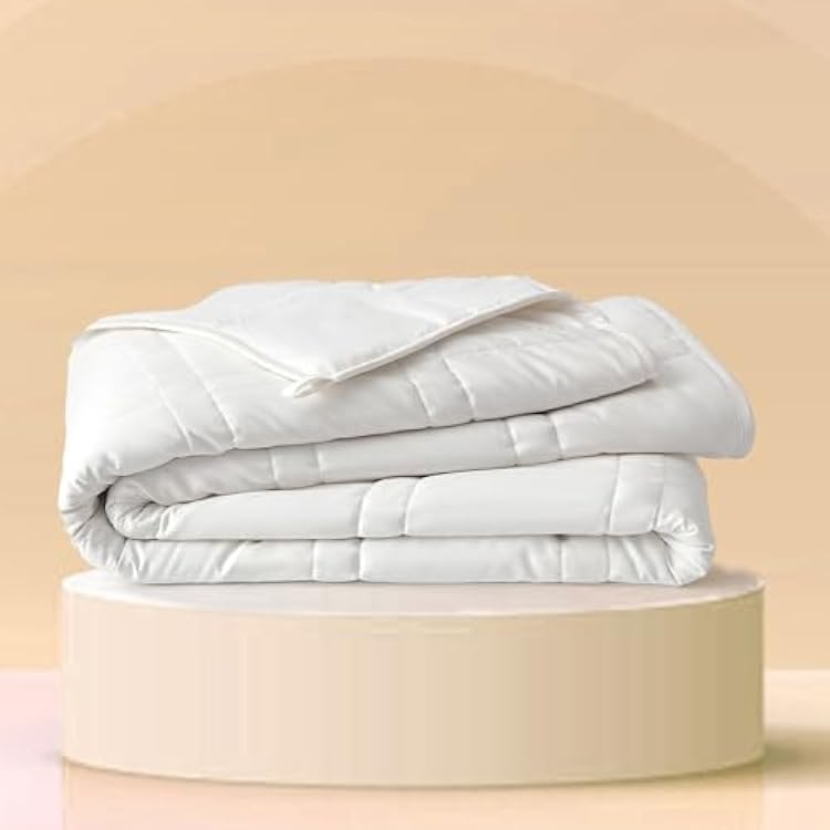 Baloo Weighted Comforter for Adults 15 lb FullQueen Pebble White, 90x90 | Cool & 100% Cotton | Glass Microbead Fill