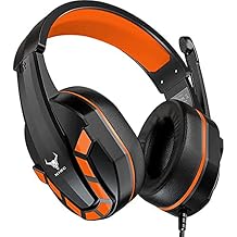 Gaming Headset with Mic for PS4, PS5, Xbox, PC, Switch, Controllable Volume Gaming Headphones with Soft Earmuffs for Mobile Phone, iPad, and Notebook, 40mm Drivers, 3.5 mm Audio Jack-Blue