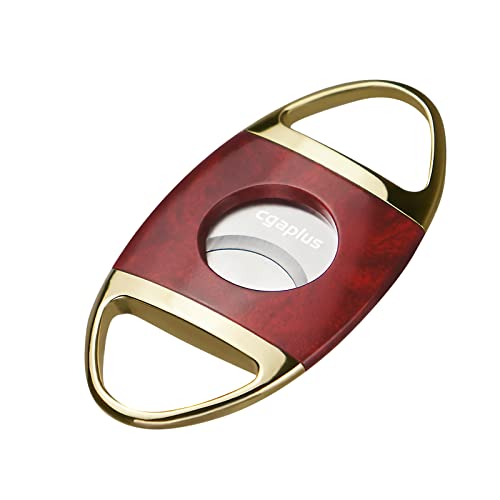 Cigar Cutter Stainless Steel Double Blade Cigar Guillotine with Leather Pouch Cigar CutterRed