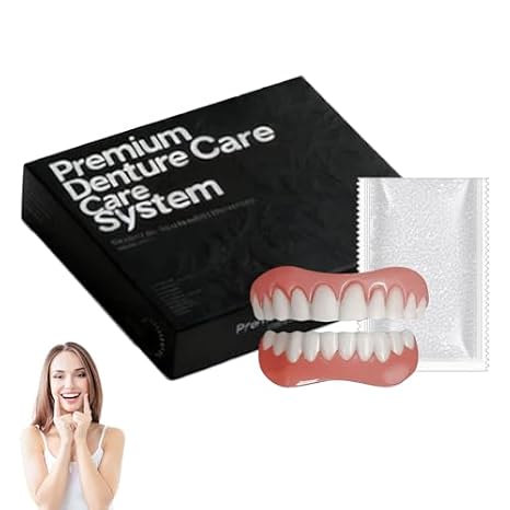 Advanced Customized Full Denture Set, Silicone Reline Denture Set, Custom-Fit Full Functional Dentures, Snap on Veneers Teeth, Soft and Comfortable, Easy to Use (1set)