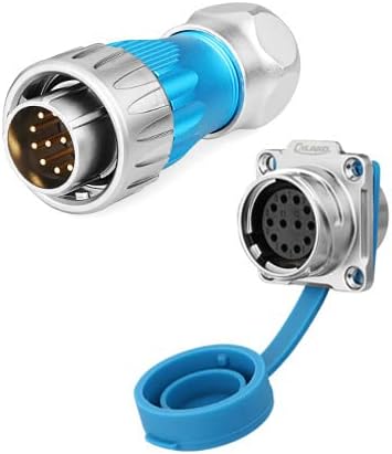 CNLINKO 12 Pin Power Industrial Circular Connector, Male Plug & Female Panel Mount Receptacles Socket Jack, Outdoor Waterproof IP67, AC DC, Zinc Alloy Metal Case, Heavy Duty
