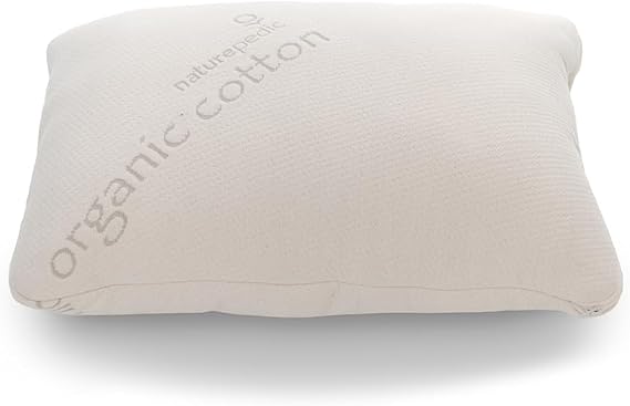 Naturepedic Organic Latex Pillow - Queen Bed Pillow with Medium Comfort - Luxury Pillow with Adjustable Fill for Comfortable Sleeping, Back Support and Neck Pain Relief