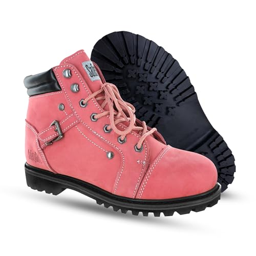Safety Girl Womens Work Boots | Water-Resistant Leather Work Boots | Oil & Slip-Resistant Soft Toe Boots for Women | Premium Nubuck Leather | Lightweight and Comfortable | Black Leather - 12W