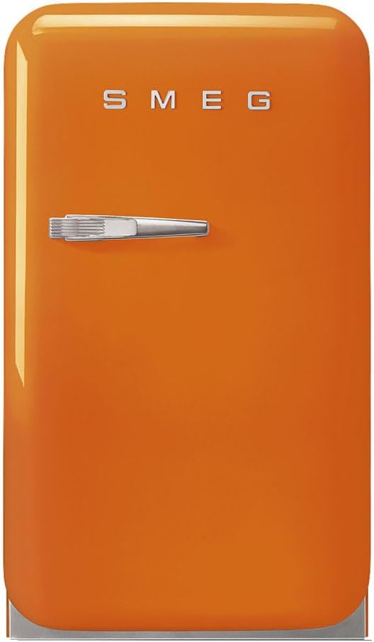 Smeg FAB5 Retro Mini Fridge 50s Style Compact Small Refrigerator, 1.2 cu ft, Automatic Defrost, LED Lighting, Adjustable Shelves Made in Italy Perfect for Home, Dorm, Office, Hotel -Orange