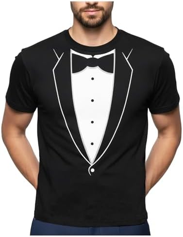 Tstars Suit and Tie Tuxedo Shirt - Mens Printed Tux T-Shirt for Halloween Party, Wedding or Bachelor Event