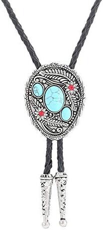 GelConnie Turquoise Bolo Tie for Men Handmade Vintage Womens Bolo Tie Necklace with Stone Western Bolero Ties Cowboy Necktie
