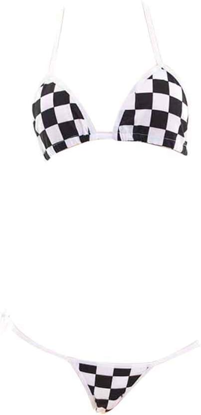 YOMORIO Japanese Style Cute Micro Bikini Lolita Japanese Mosaic Anime Bra and Panty Set Cosplay Thong Bikini Black