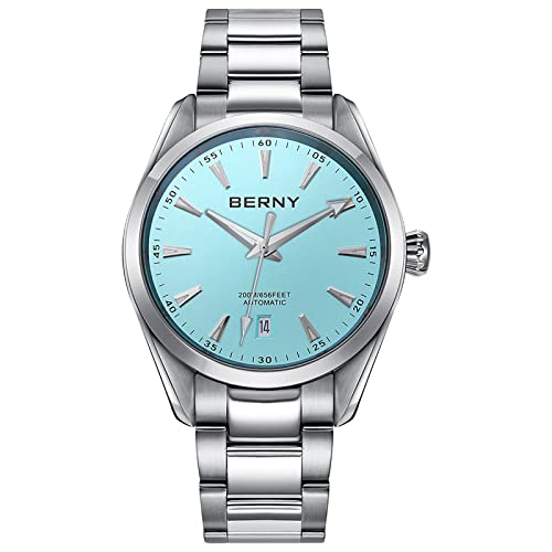 BERNY Automatic Watch for Men NH35 Movement Mechanical Watches with Screw-in Crown 20ATM Waterproof Sapphire Glass Stainless Steel Wristwatch Super Luminous