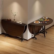 Folding Dining Table for Easy Mobility Multifunctional Expandable Kitchen Table Drop Leaf Tables for Small Spaces Round Dining Table with 6 Wheels Easy Clean Easy Assembly For Home Apartment Office(51