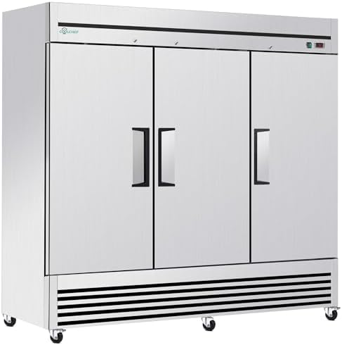81" Commercial Freezer, 72 Cu.Ft Upright Freezer with 3 Glass Door,8F~0F, Stainless Steel Reach-in Freezer, Fan Cooling Freezer with 12 Shelves for Garage Restaurant Bar, ETL and DOE Approved