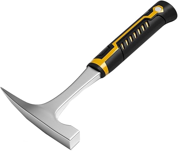 Geological Hammer Double-Headed Rock Pick Flat Pointed Tip Mining Exploration Tool Anti-Skid Handle(A)