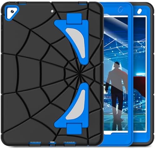 iPad 9th Generation Case, BlackBlue, 10.2 inch, Hard PC and Durable Soft Silicone Construction, Precise Cutouts, Double Sturdy Kickstand, Two Angle View
