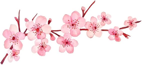 2Pcs Cherry Blossom Car Stickers Motorcycle Helmet Camper Graffiti Creative Scratch-Proof Window Decal 13Cm X 6.4Cm Laptop Suitcase Truck Car Decal