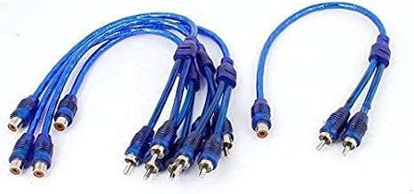 CZXJKKL 1 Female to 2 Male RCA Y-Shape Splitter Cable Adapter for Car Audio Vedio Speaker Pack of 5 (1 Female to 2 Male)