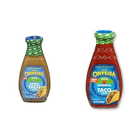 Bundle of Ortega Mild Green Taco Sauce, 7.5 Ounce + Ortega Mild Original Taco Sauce, 8 Ounce