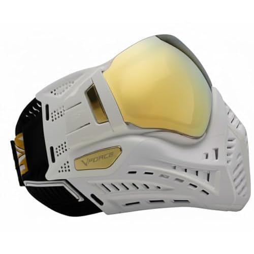 V-Force Profiler 2.0 Thermal Lense Paintball Mask Goggles - WhiteGold SE wPBB Barrel Plug