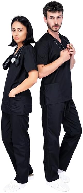 Unisex Scrubs Uniforms Set- Medical Uniforms & Scrubs, Soft And Comfortable Fit Nurse Scrubs, Breathable Fabric, Multiple Pockets, Elastic Waist, Lightweight Professional Work Wear Clothing