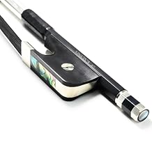1/2 Size Carbon Fiber Upright Double Bass Bow VINGOBOW French Model 100BFB 68.5 cm for Professional Player Ebony Frog Unbleached Mongolian Black Horse Hair Pernambuco Performance Powerful Tone
