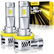 AUXITO H11 Light Bulbs, 40000LM 6500K Cool White H9/H8/H11 LED Fog Light Bulbs with Fan 1:1 Mini Size, CANbus Ready No Flicker, Pack of 2