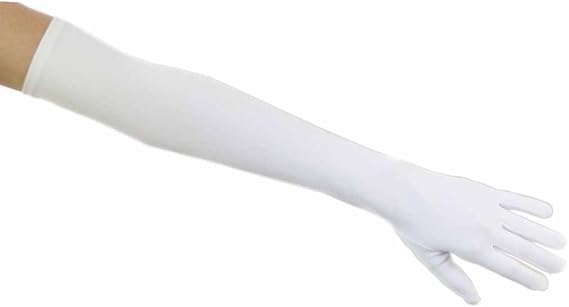 Greatlookz Matte Satin Opera Length Gloves, White