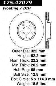Centric 125.42079 Premium High-Carbon Rotor