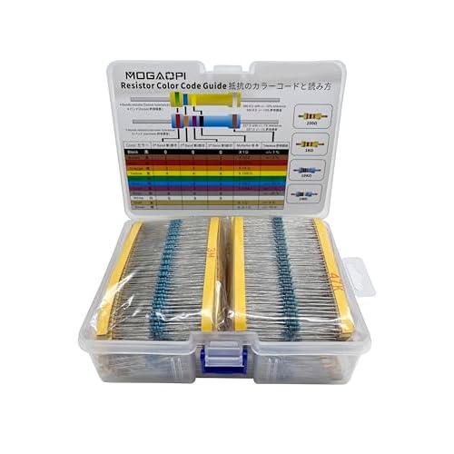 2600Pcs 130 Values Resistor Kit, 1 Ohm-3M Ohm with 1% 14W Metal Film Resistors Assortment Kit for Electronic Projects