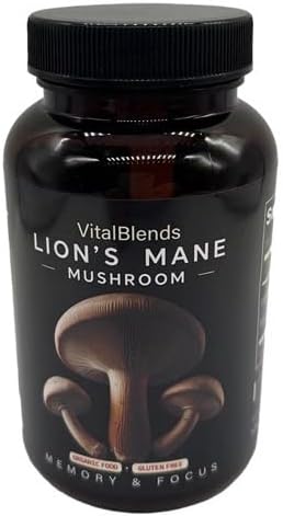 Lions Mane Mushroom Capsules -120 Capsules Brain and Memory Support Supplement - Natural Nootropic with Hericium Erinaceus - Focus, Clarity, Immune Health - (2 Month Supply - 120 Count)
