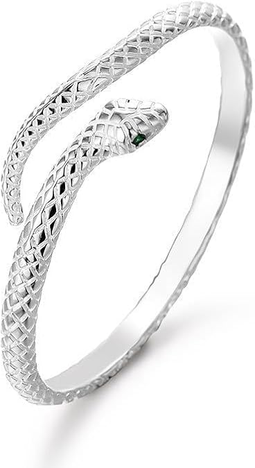 Silver Snake Bracelet for Women Chunky Serpent Statement Bangle Bracelets
