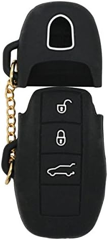 Silicone Cover Protector Case Holder Skin Jacket Compatible with PORSCHE 3 Button Remote Key Fob CV2920 Black