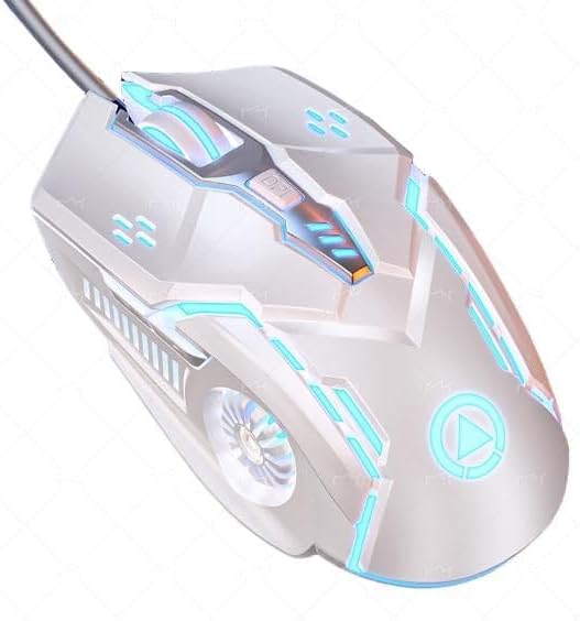 CHONCHOW Silent Click Mouse, Gaming Mouse Wired, 6 Button, 4 Adjustable DPI Upto 3200 DPI, RGB Lighting, Compatibility for PC/Laptop/Mac, Wired Mouse Used for Games and Office (White)