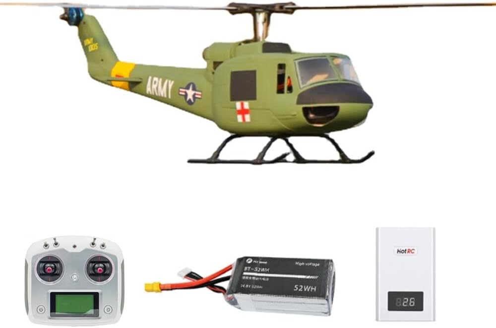 FlyWing UH-1 Huey Virtual Helicopter Simulation Remote Control Model Aircraft 470 Class with H1 Flight Control GPS RTF