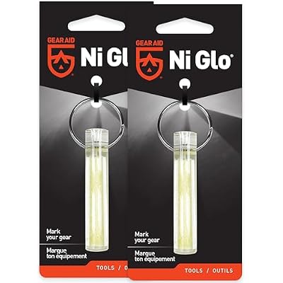 GEAR AID Ni Glo 2 UV Rechargeable Glowing Keychain Multi-Purpose Glow-in-the-Dark Accessory for Camping