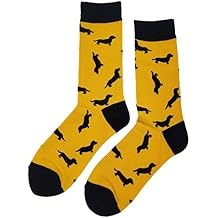 Wiener Dog Dress Socks Funny Novelty Crazy Fun Design Men Size 8-12 Cotton Casual Crew Colorful Funky Fancy Socks Gift for Men
