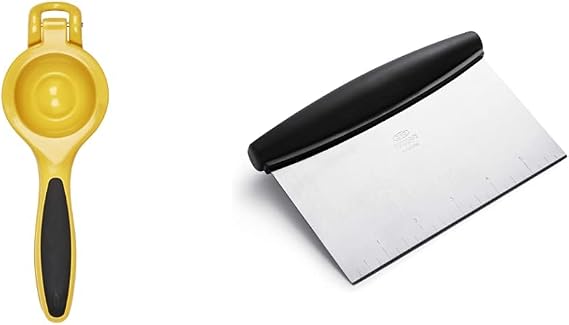 OXO Good Grips Citrus Squeezer & Good Grips Stainless Steel Scraper & Chopper,Silver/Black