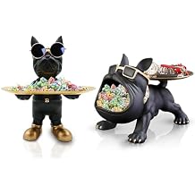 BBulldog Tray Statue, Candy Dish Key Holder Bowl, Black