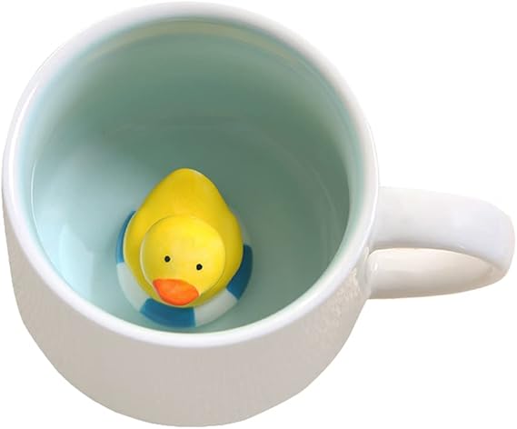 BigNoseDeer Cute Coffee Mug Kawaii Duck Milk Tea Ceramic Mugs 3D Animal Morning Cup Gift for Hot Chocolate,Drink,Weddings,Birthdays,Father's Day,Mother Day for Girls Women Boys