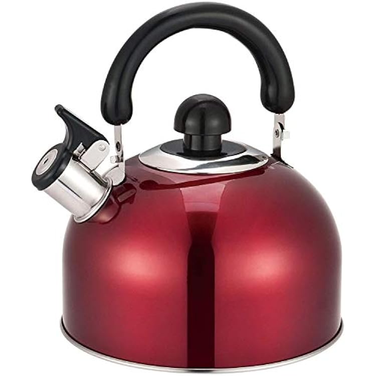 Whistling Tea Kettle - Stainless Steel Tea Pot with Stay Cool Handle - 2.6 Quart  2.5 Liter - RED