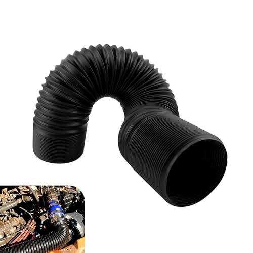 Pack-1 Car Modified Turbine Intake Pipe, 2.99 76 mm Air Guide Flexible Retractable Waterproof Hose, Vehicle Feed Pipe Replacement Parts, Universal for Most Cars Accessories Black