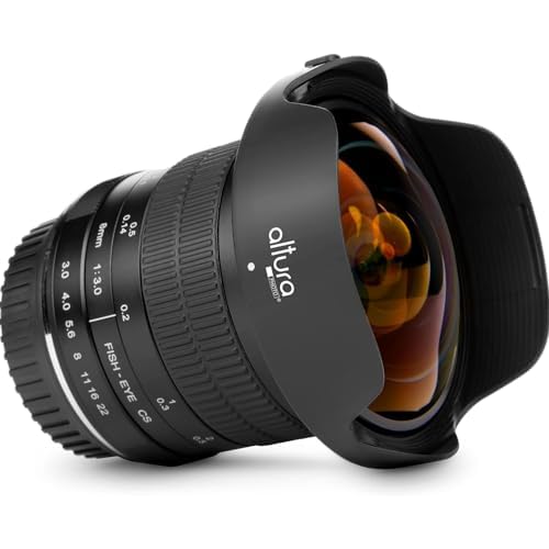 Altura Photo 8mm f3.0 Professional for Nikon Wide Angle Lens Aspherical Fisheye Lens for Nikon D500 D3000 D3200 D3300 D3400 D3500 D5100 D5200 D5300 D5500 D5600 D7100 D7200 D7500 DSLR Cameras